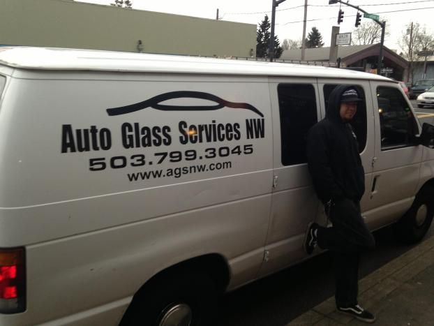 A recent auto glass repair shop job in the  area